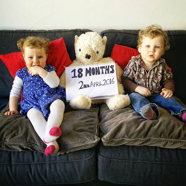 While Aoibheanna isn't all that impressed about it we are happy  that we all made it to #18months #twinsofinstagram #twins  #siblings #unimpressed #POTD
